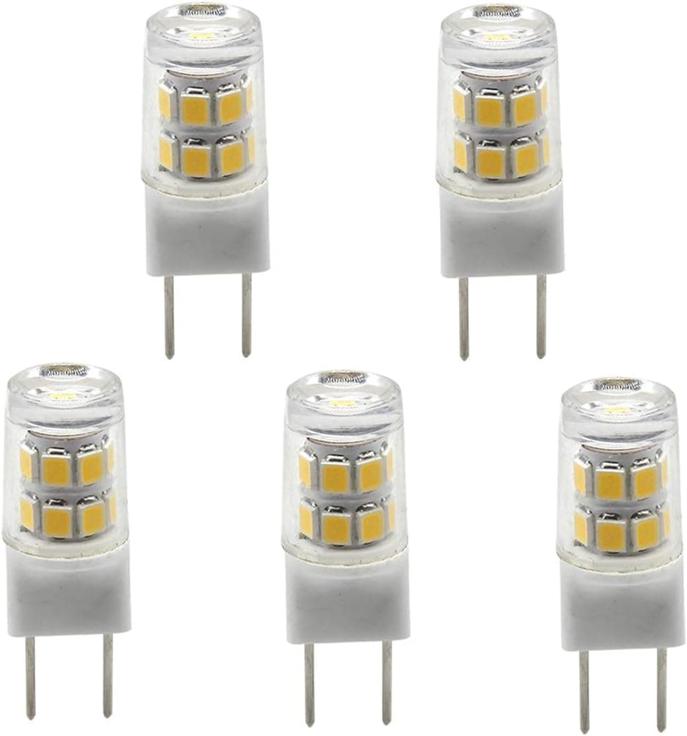Szulight G8 2.2W Bi-pins base led g8 gy8.6 2700k warm white jcd 120v 20w 25w xenon halogen bulb lamp replacement Non-Dimmable for puck light and under cabinet light-5 packs (2.2W Warm White 2700K)