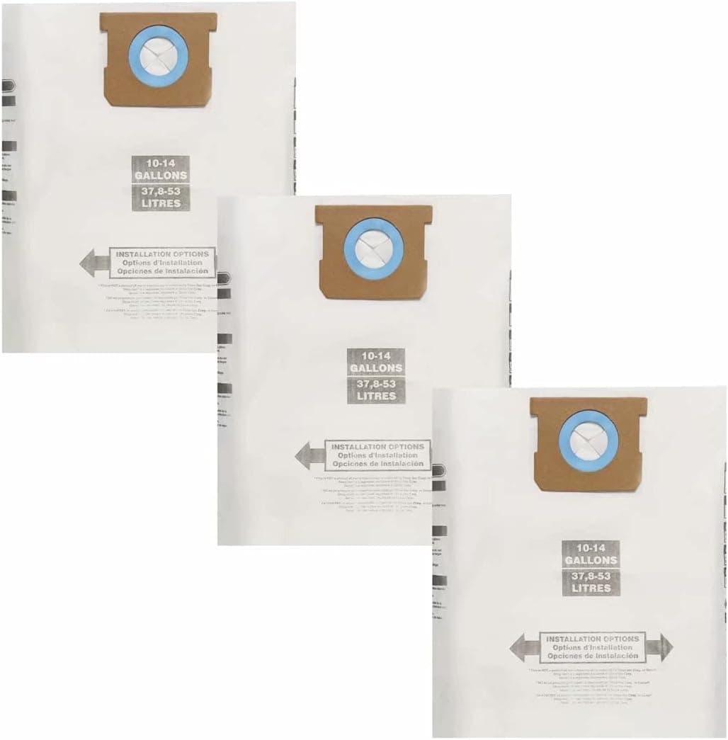 3 Pack VF2005 Replacement Filter Bag for Shop Vac Bags 10-14 Gallon Filter Bags Type F Part 90662 90672 Wet Dry Vacs Vacuum Bags