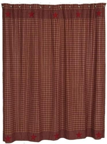 Burgundy Applique Star Shower Curtain