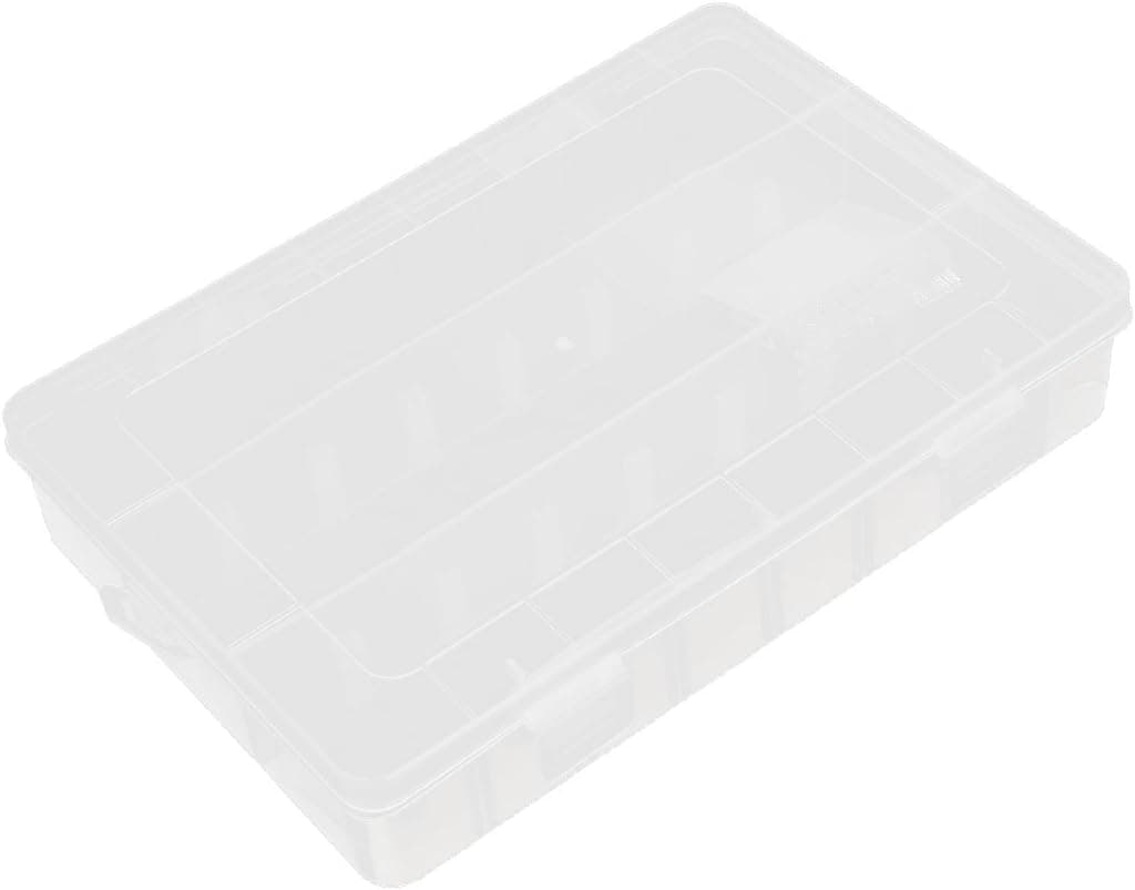 Clear White Plastic 12 Detachable Slots Components Storage Box Case