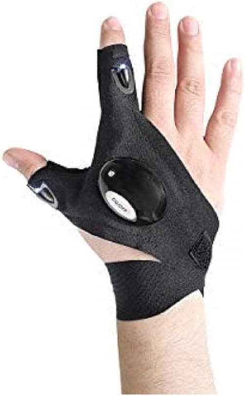 LED Flashlight Mechanic Gloves - Flexible LED Gloves for Working in Darkness & Night Reading - Gifts for Dads, Men, Him, Camping, Fisherman, Birthday, Christmas, & Repairing - Hands Free Flashlight