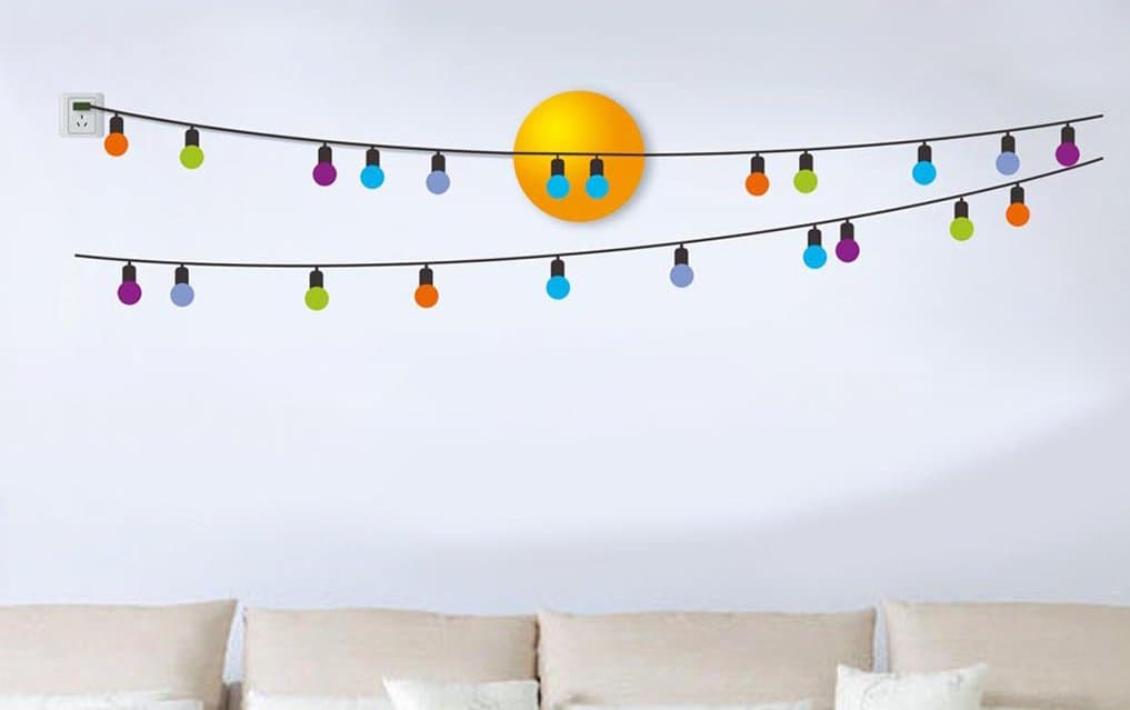 Dream Wall Decal, Colorful Bulbs
