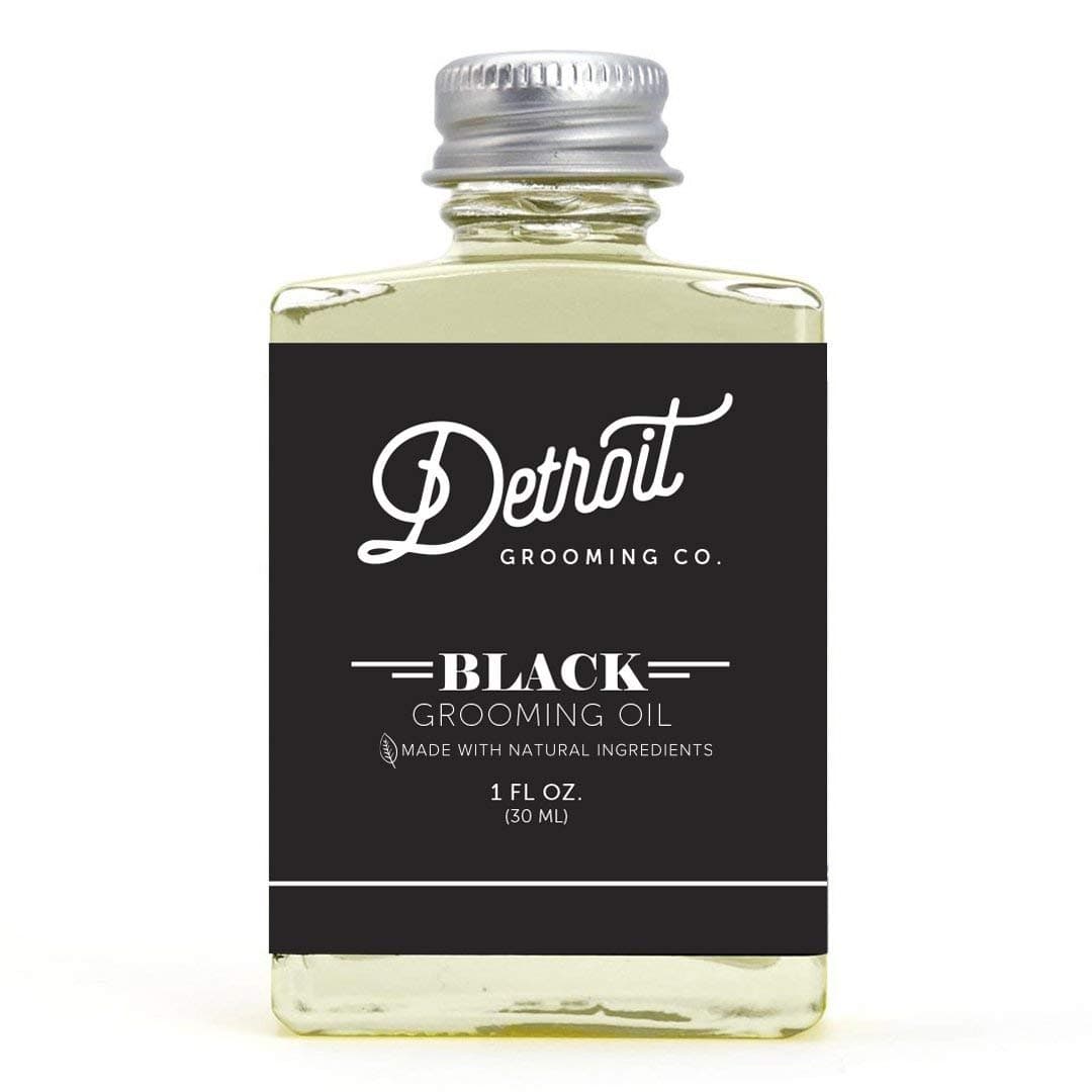 Detroit Grooming Co. Beard Oil - Black Edition - Amber Bourbon Scented Men's Beard Oil (1oz) Ultra Hydrating All Natural Essential Oils Stop Itch, Promote Soft, Full Beard Growth and Thickness