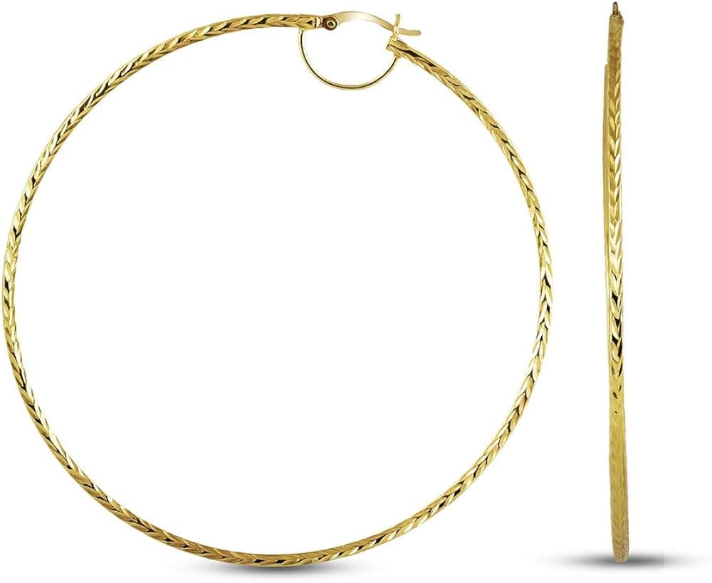 Charmsy LARGE 925 Sterling Silver Lightweight Round Click-Top Big Hoop Earrings for Women 50mm - 80mm Diameter