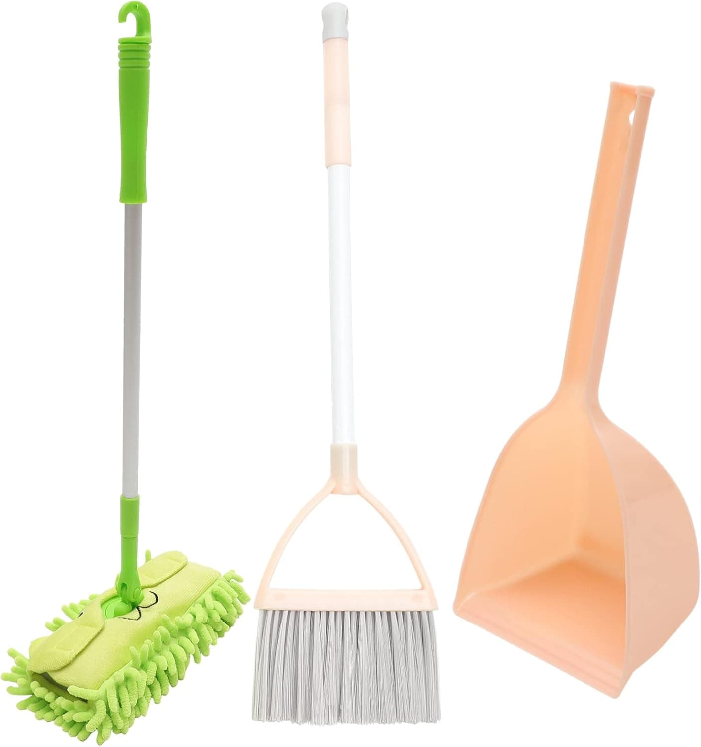 TOYANDONA 3pcs Children Broom Mop and Dustpan Set, Kids Cleaning Toy Set, Pretend Play House Cleaning Tools Set for Toddlers Grils & Boys