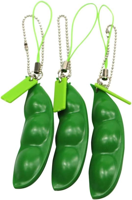 FC MXBB 3Pack Fidget Toys Squeeze-a-Bean Soybean Stress Relieving Keychain Keyring Phone Chain Pendants