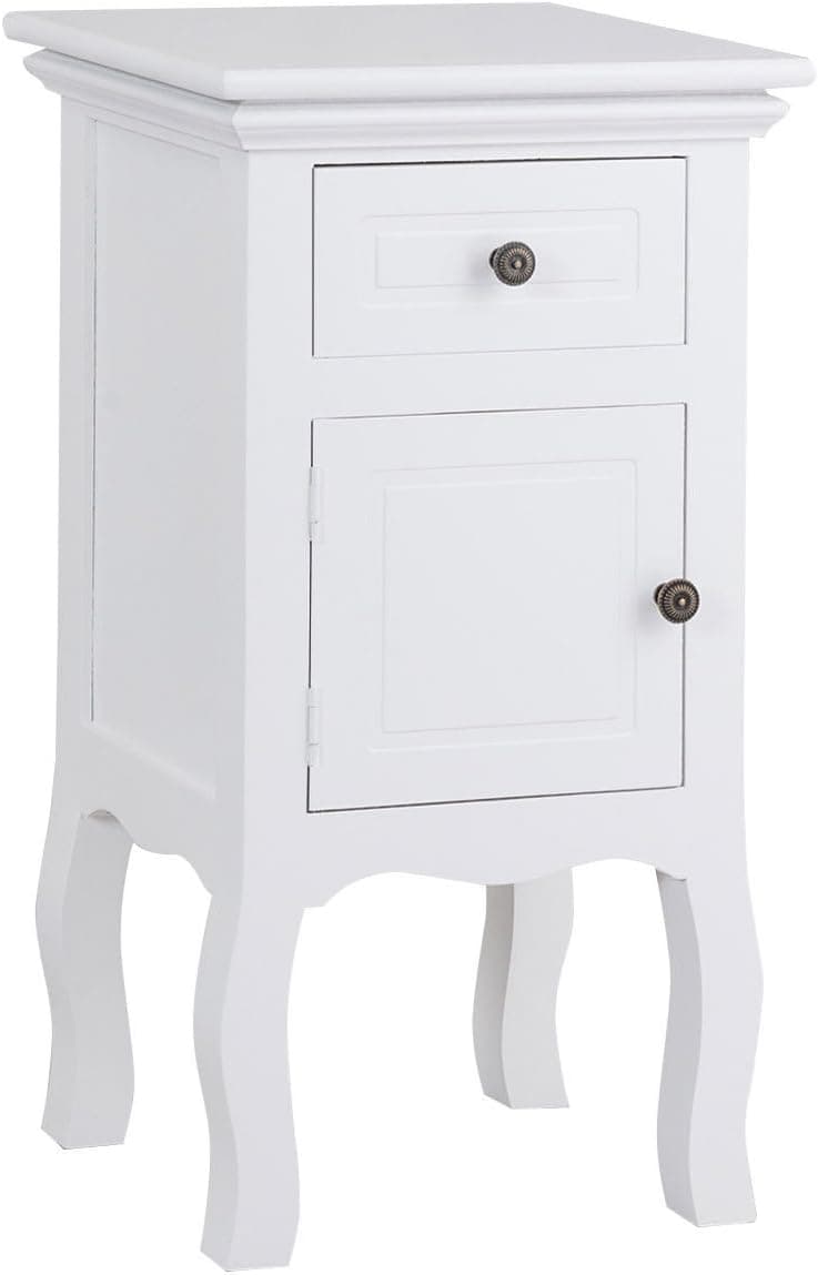 Giantex Night Stand Wood Home Bedrooms w/Storage Drawer and Cabinet End Accent Table (1, White)
