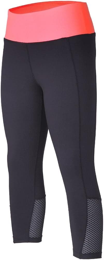 beroy Women's Active Workout Compression 3/4 Tights Yoga Training Capri Leggings-Plus Size (X-Large,Coral)
