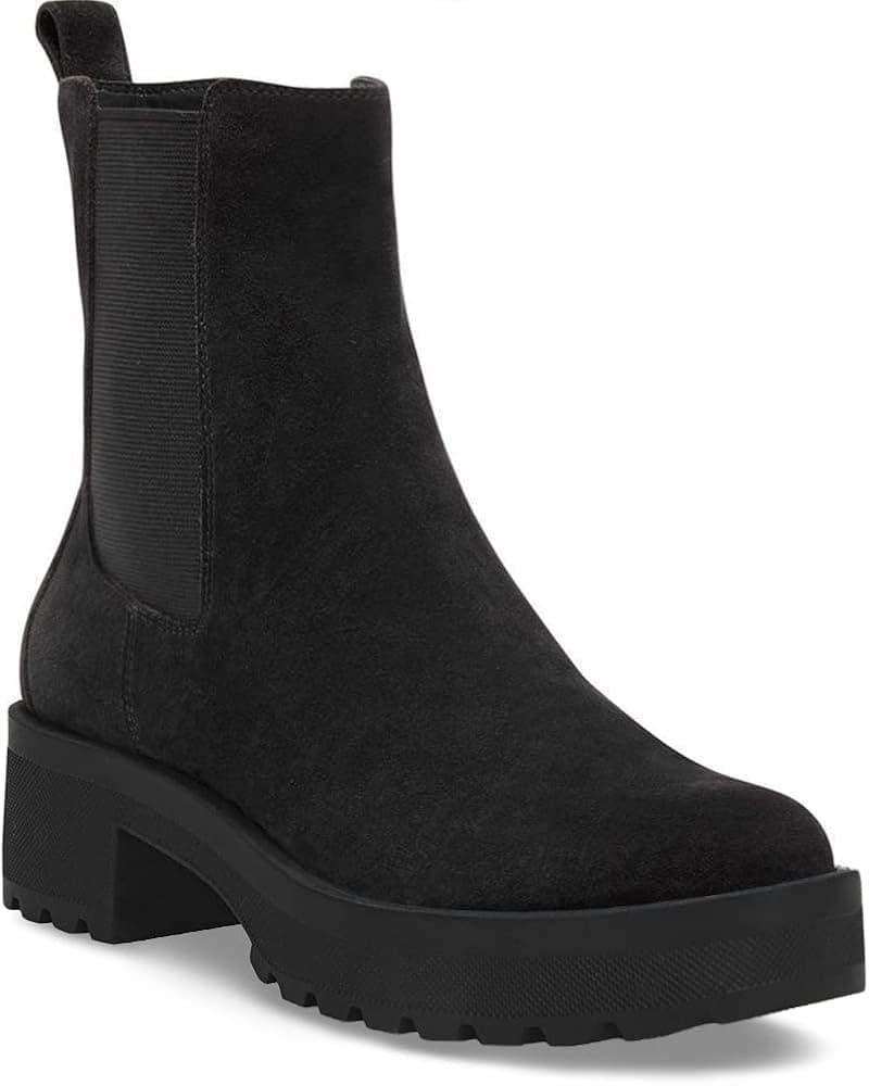 Juliet Holy Womens Platform Lug Sole Chelsea Boots Ankle High Chunky Block Heel Non-Slip Suede Leather Slip on Combat Fashion Booties
