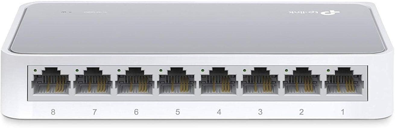 TP-Link 8 Port 10/100Mbps Fast Ethernet Switch | Desktop Ethernet Splitter | Ethernet Hub | Plug and Play | Fanless Quiet | Desktop Design | Green Technology | Unmanaged (TL-SF1008D), White