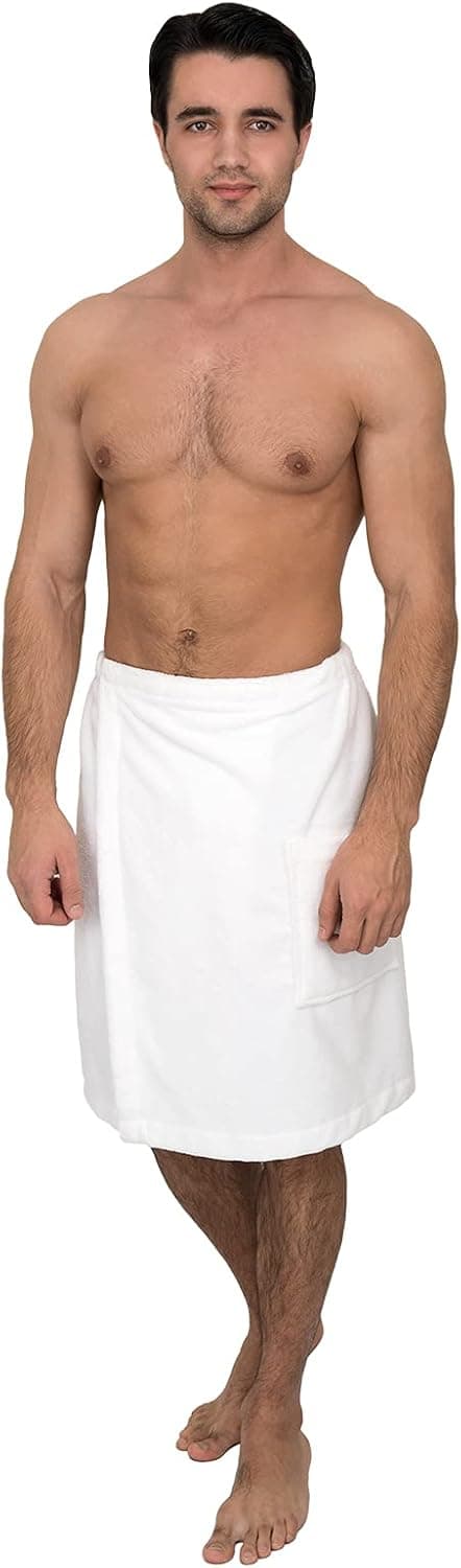 TowelSelections Men's Wrap Adjustable Cotton Fleece Shower Bath Gym Cover Up