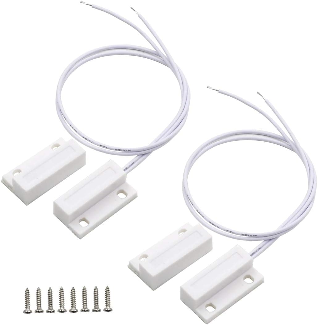 Hxchen MC-38 Door Window Contact Sensor Alarm Magnetic Reed Switch with Screws White - (2 Sets)