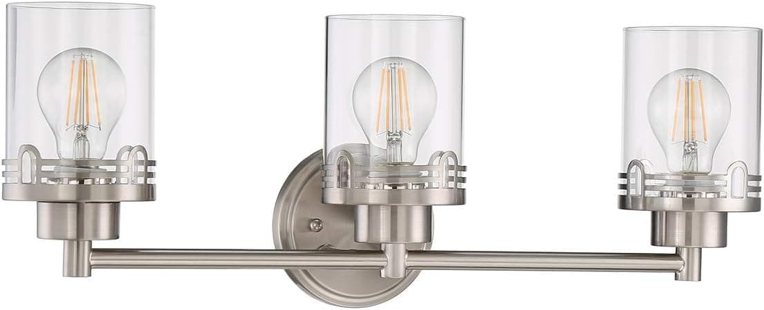 Seenming Lighting 3 Light Frosted Glass Shade Wall Sconce Lighting with Brushed Nickel Finish, Modern Wall Light Fixture with Hollow Lamp Cup for Bath Room, Bed Room, LED Bulb(not Include)