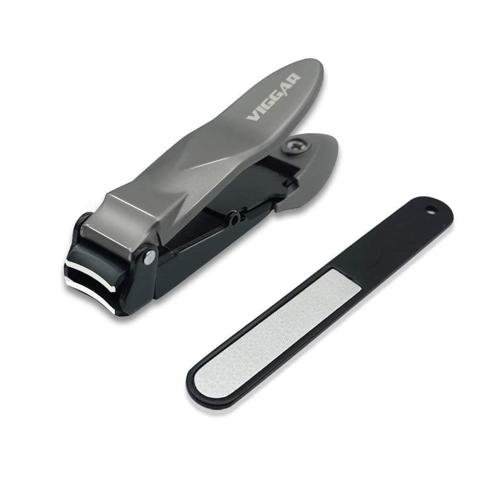 VIGGAR Nail Clippers with Catcher Toenail Cutter Catches Clippings Fingernails Trimmer(Black)