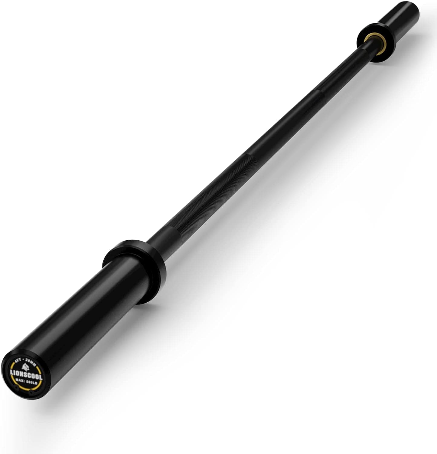 LIONSCOOL Premium 4ft/5ft/6ft Barbell for Strength Training and Olympic Weightlifting, 2 Inch Bar with 2 Collars for Squats, Deadlifts, Presses, Hip Thrusts, Rows and Curls, 500LBS Weight Capacity
