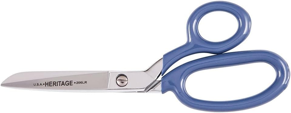 Klein Tools 206LR-P Scissors, Bent Trimmer with Large Ring for Extra Levarage, Blue Coating, 6-Inch