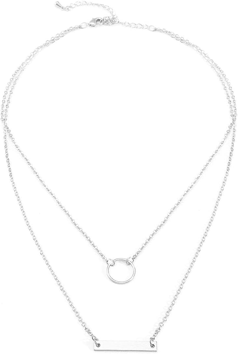 Zealmer Daycindy Double Layer Circle Bar Choker Necklace Gold Plated
