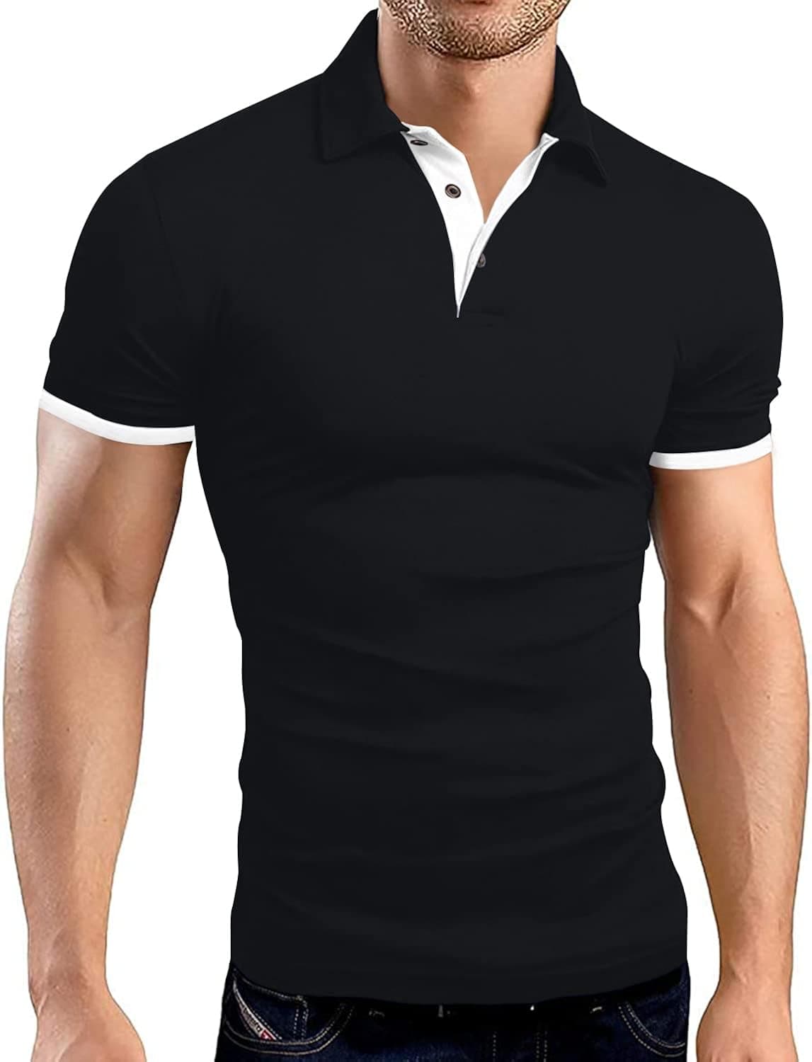 LOGEEYAR Men Polo Shirt Slim Fit Short Sleeve Cotton Golf Shirt Solid Performance Casual T-Shirts