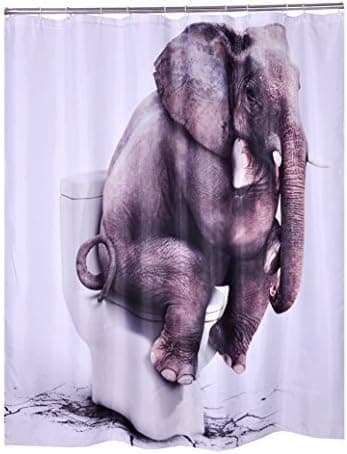 CHUN YI Animal Digital Printed Polyester Fabric Bath Shower Curtains Liner 7272" (Elephant)