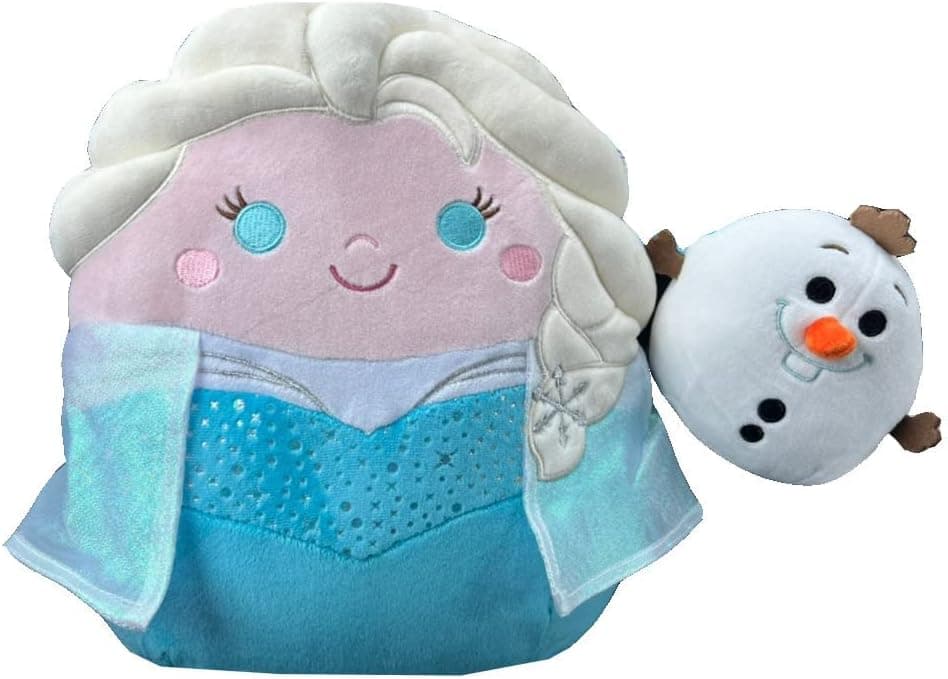 Squishmallows Official Kellytoy Disney Characters Squishy Soft Stuffed Plush Toy Animal (10 Inch, Elsa with Olaf)