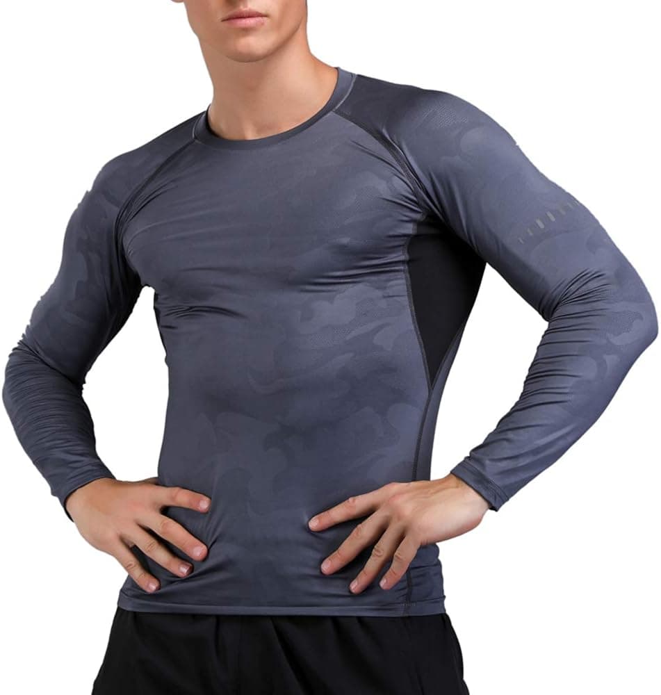 LIERDAR Men's Long Sleeve Shirt Baselayer Dry Compression Top Workout Shirt