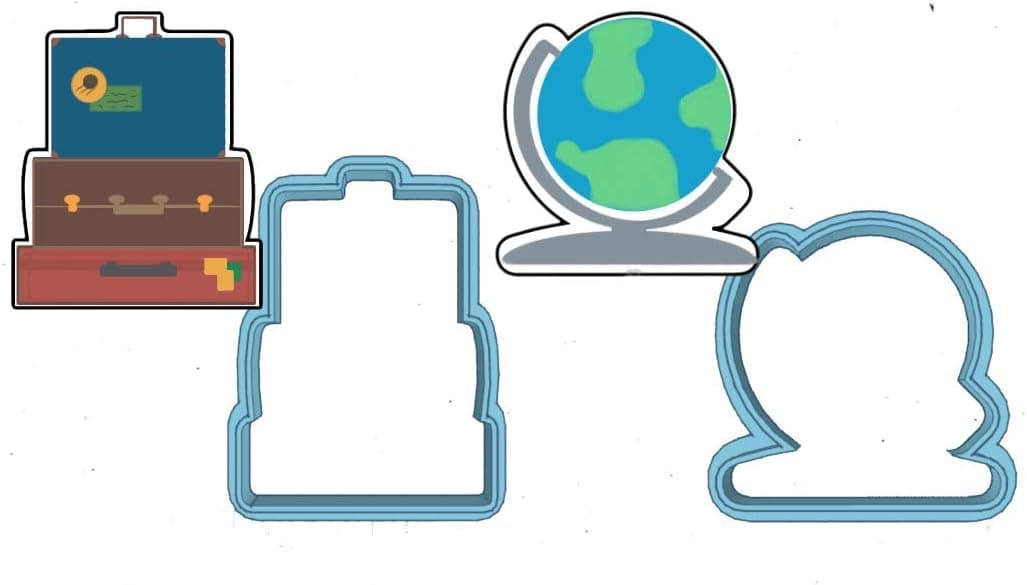Travel Cookie Cutter - American Confections - Globe, Suitcase, Adventure - Set of 2 - MADE IN THE USA