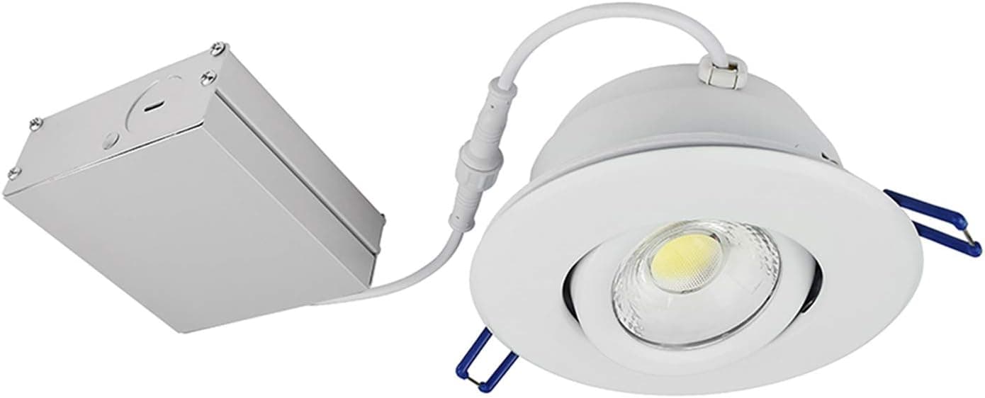 OSTWIN 4 Inch Gimbal LED Recessed Light with Junction Box, IC Rated, Airtight, Dimmable Canless Downlight, 7W (35W Replacement), 455 Lm, 3000K (Warm White), Energy Star, ETL Listed