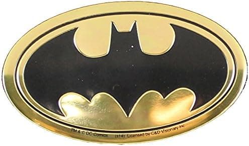 DC Comics Originals Batman Logo On Embossed Metal Emblem Sticker, Yellow, 6cm