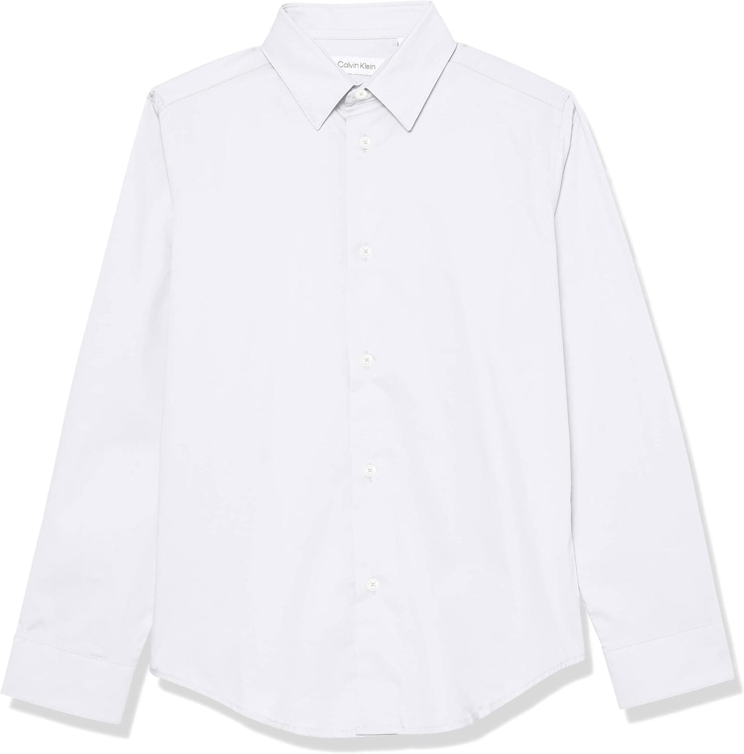 Calvin Klein Boys' Long Sleeve Slim Fit Dress Shirt, Style with Buttoned Cuffs & Shirttail Hem
