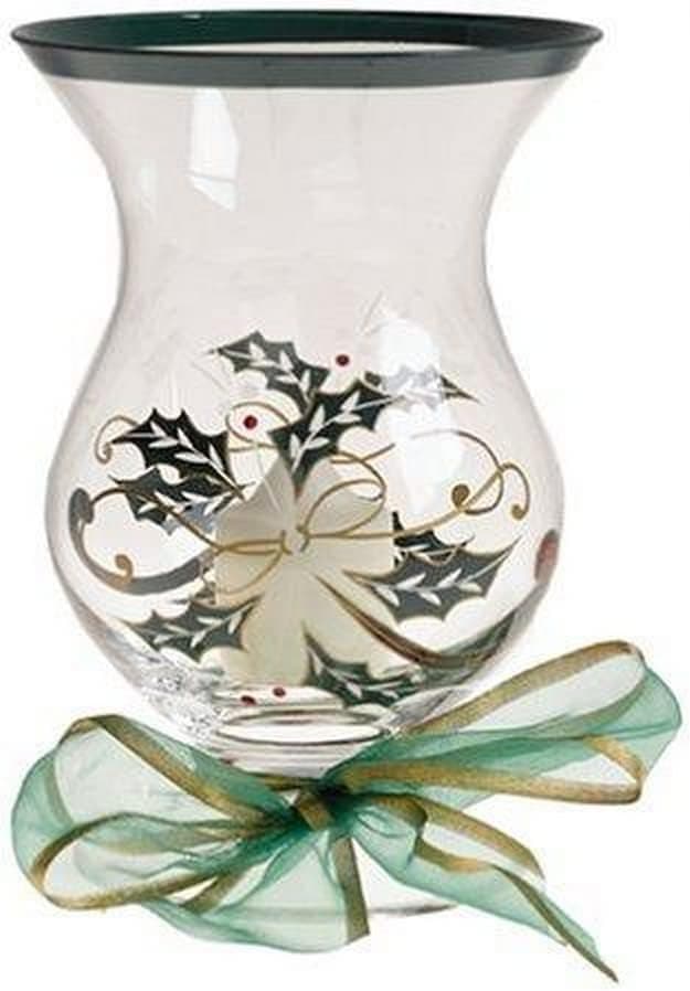Lenox Holiday Spirit Hurricane with Ribbon