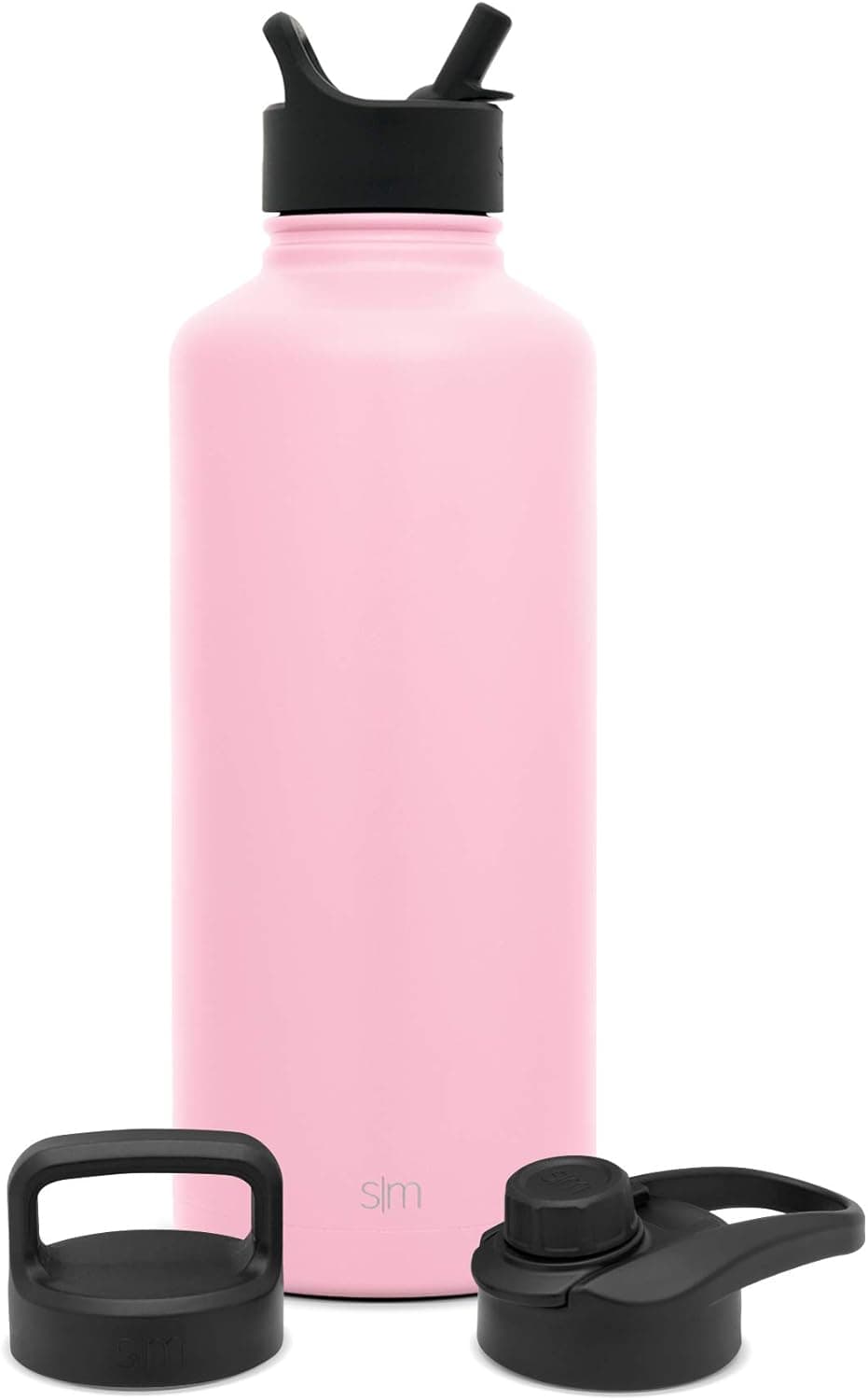 Simple Modern Water Bottle with Straw, Handle and Chug Lid Vacuum Insulated Stainless Steel Metal Thermos Bottles | Big Leak Proof BPA-Free Flask for Gym, Sports | Summit Collection | 84oz, Blush