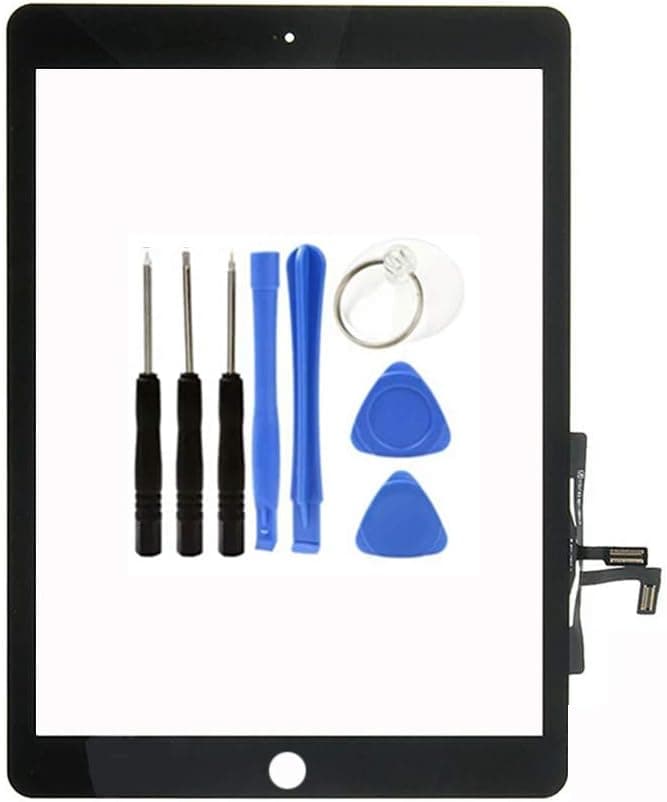 Kakusiga Digitizer Repair Kit Compatible with 2017 iPad 9.7(A1822, A1823) Touch Screen Digitizer Replacement with Tools PreInstalled Adhesive(Without Home Button) Black