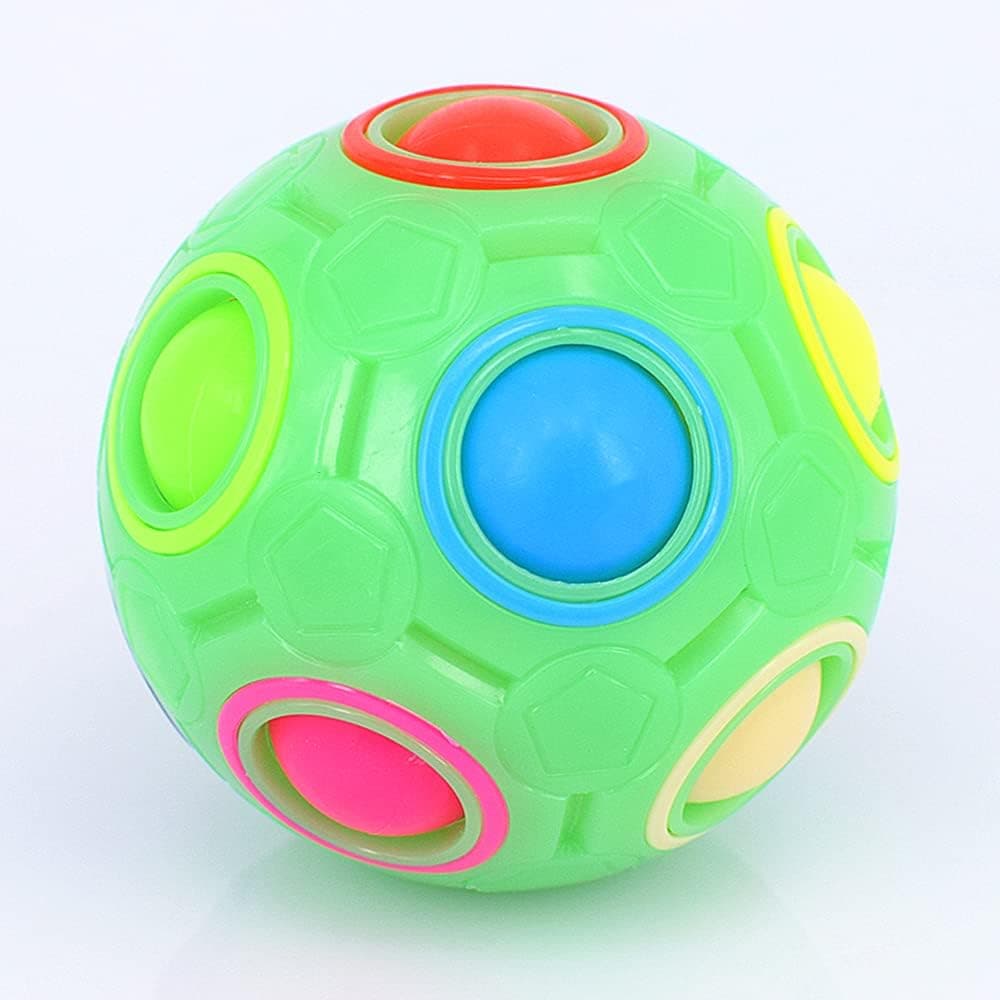 LiangCuber Rainbow Puzzle Ball Cube Magic Rainbow Ball Puzzle Bundle Stress Fidget Ball Brain Teasers Games Fidget Toys for Kids (Luminous Version)