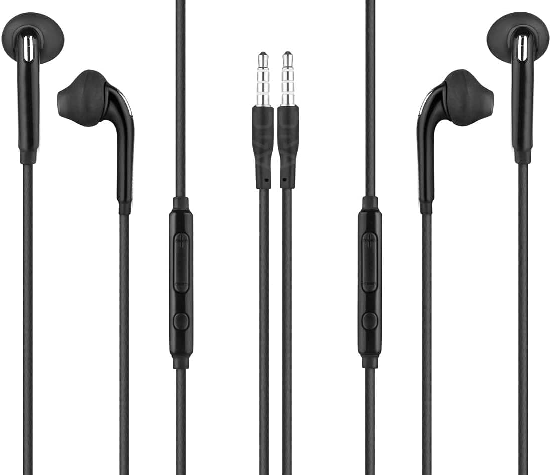 SONEN 2 Pack Earbuds Earphones Wired Compatible with Samsung Galaxy 3.5mm Wired in-Ear Stereo Headphones with Mic and Remote Control for Galaxy S10 S9 S8 S7 S6 S5 Edge + Note 6 7 8 9(Black)