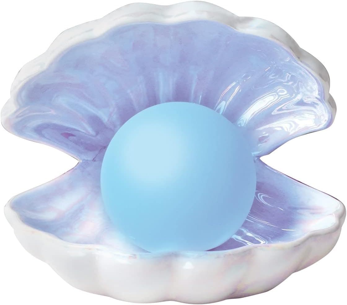 WHAT ON EARTH Pearl Shell Lamp with Color Changing LED Pearl Lamp, Bedside Shell Light Pearl Night Light