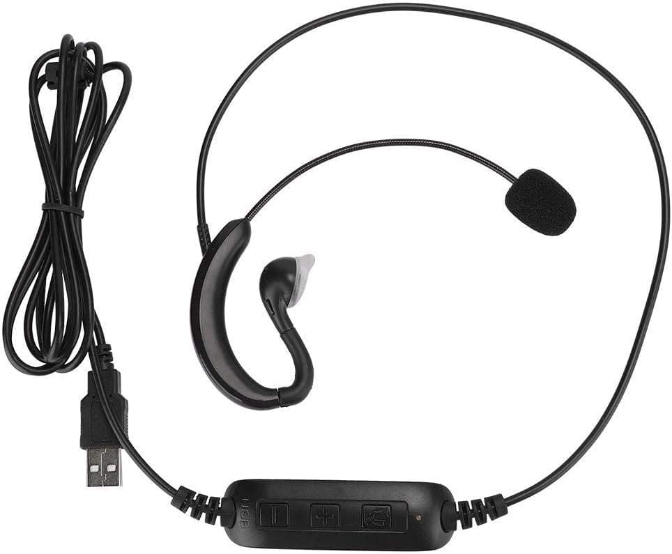 Archuu Ear-Hook Corded Hands-Free Call Center Noise Cancelling Corded Monaural Headset Headphones with Mic for Computer/Laptop,Cord with USB Plug, Volume Control