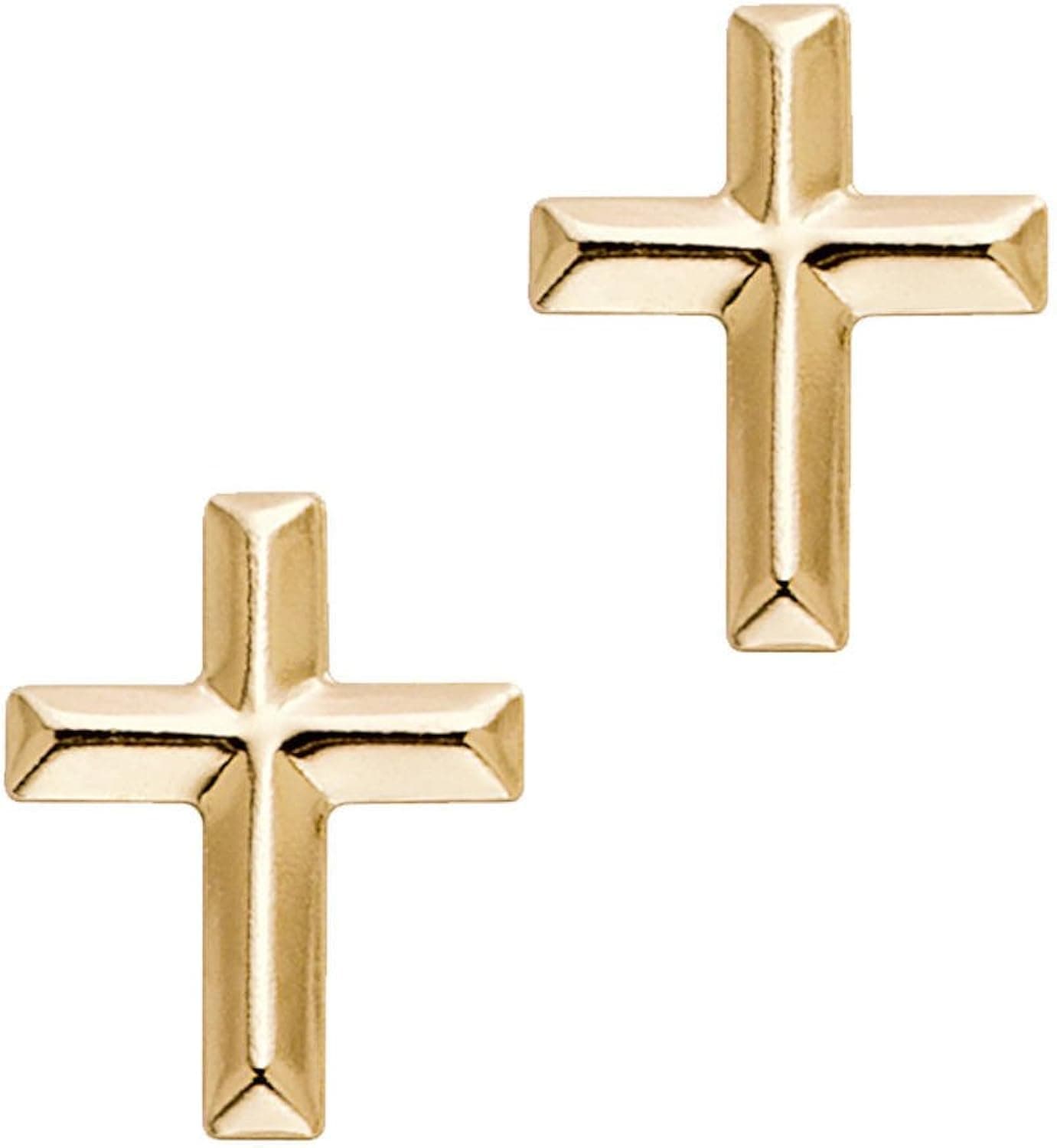 Tailored Cross Stud Earrings in 14K Yellow Gold