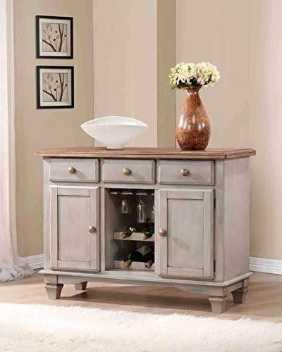 Coaster Riverbend Two Tone Server with Wine Rack in Wheat and Gray