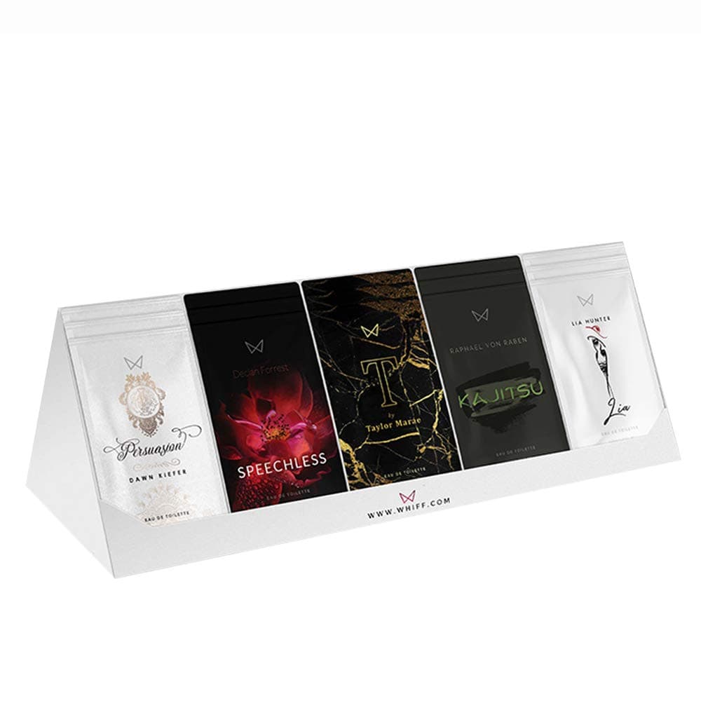 WHIFF Perfumes for Women Everything Nice sample pack w/ 15 floral fragrance samples, individually wrapped for on the go, hypoallergenic, cruelty-free, paraben-free, TSA Approved, Made in the USA.