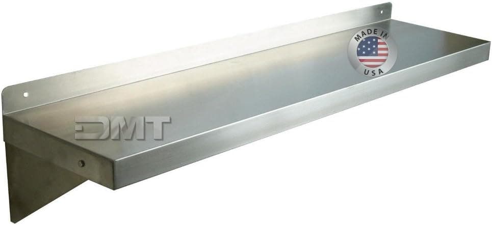 DMT Stainless Wall Shelf. 36" X 8" Deep. Made in USA.