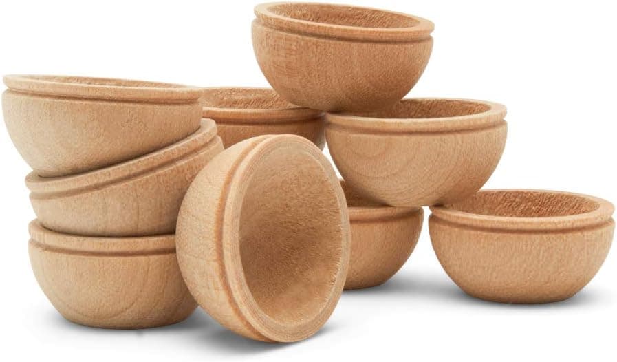 Unfinished Wood Mini Bowl, 3/4 inch, Perfect for Scale Models, Dollhouse Dishes, Wood Craft Projects, and Sorting Activity, Pack of 25, by Woodpeckers