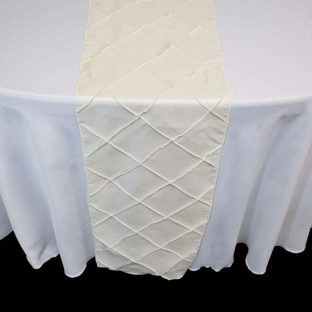 Quasimoon PaperLanternStore.com Beige/Ivory Pintuck Chameleon Table Runner - 12 x 108 Inch