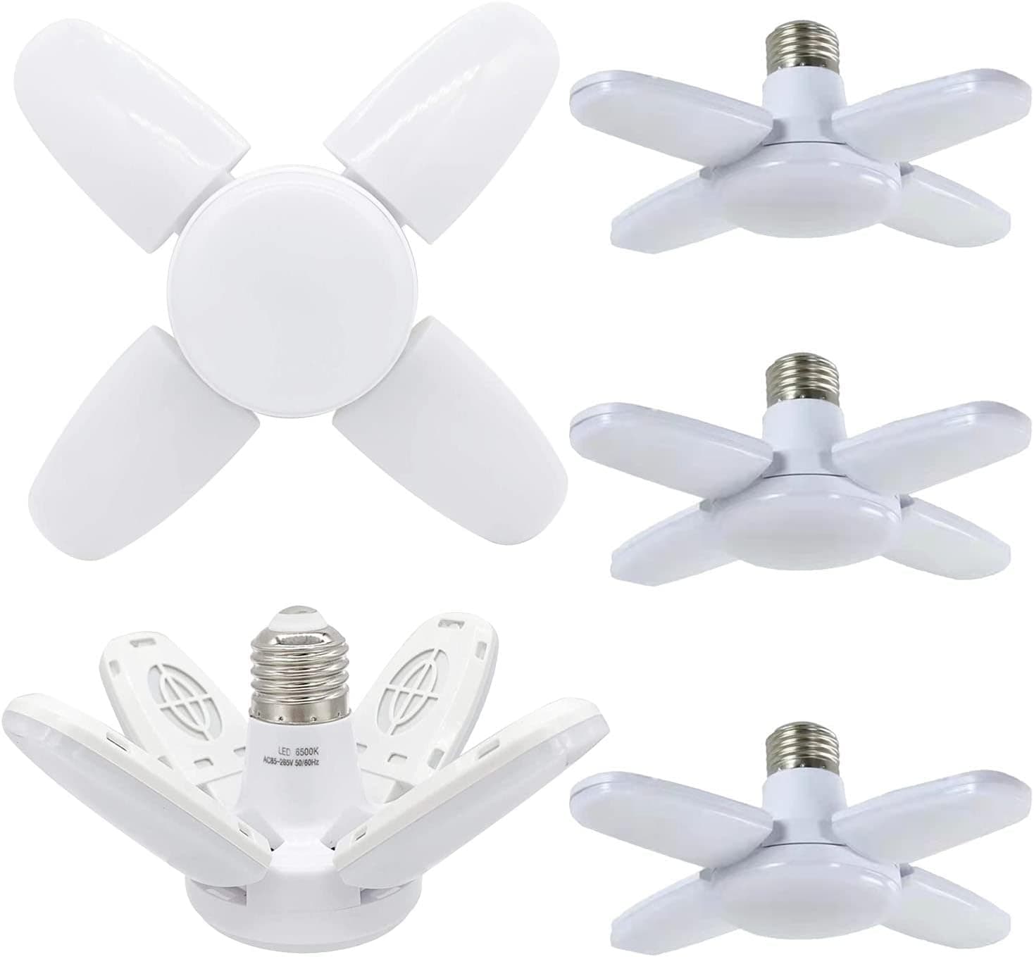 6 Pack LED Garage Light 40W,Deformable Led Garage Ceiling Lights E26 6500K Daylight Garage Lights Adjustable Led Garage Light Bulb for Garage,Workshop,Workbench,Barn,Warehouse,Full Area