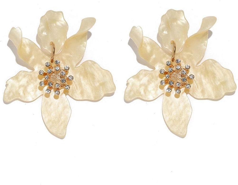 HQYI oversized Bohemian Luxury Flower Earrings Retro Large Flower Dangling Drop Earrings for Women and girls