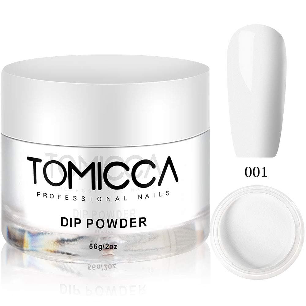 TOMICCA Dip Powder French Wihte Nail High-Capacity Jar - 2 OZ Acrylic Powder Nail Polish No Need UV/LED - White #001
