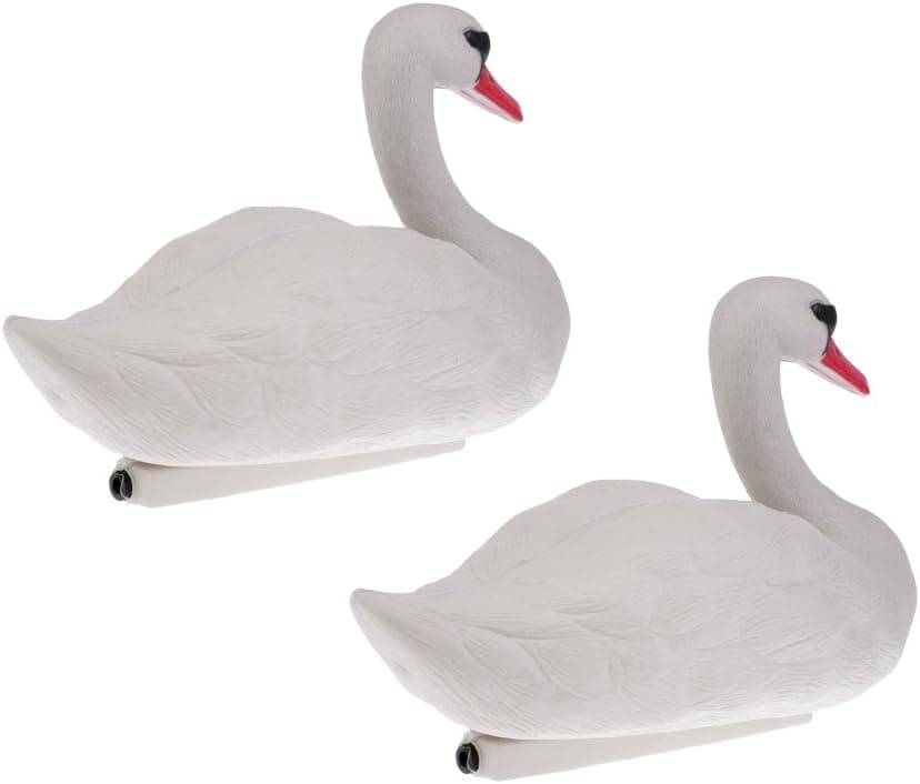 D DOLITY 2 Pieces; Floating Swan Decoy; for Hunting; Fishing; Garden Decors; Pest Scarer; Realistic Ornament