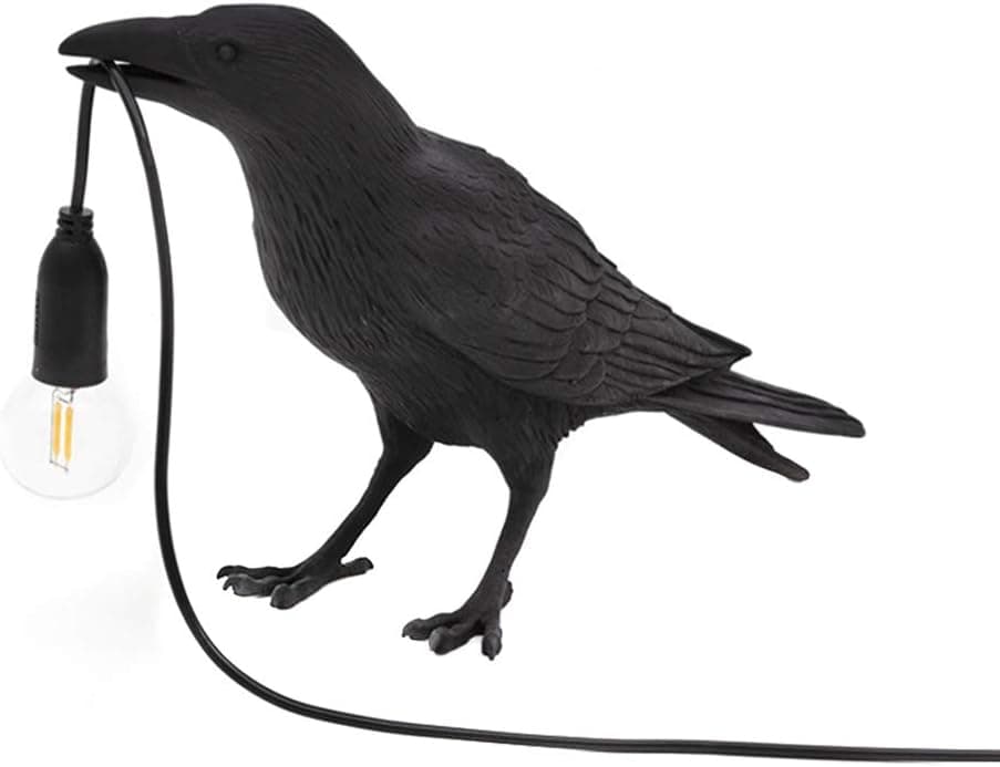 Yuanhong Birds Table Lamps, Resin Crow Desk led Lamp Lights for Bedroom Bedside Living Room Wall Sconce Light Black (Black Table Lamp, US Plug)