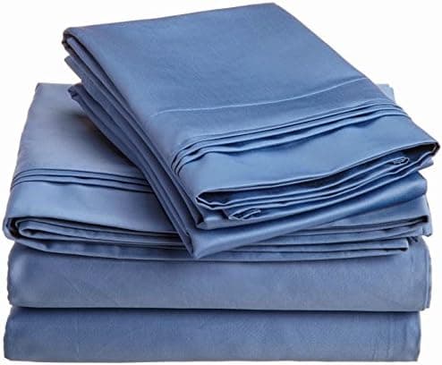 400 Thread Count Super Soft Extra Deep Pocket Sheet Set Full/Double Solid French Blue Fit Up to 16" inches Deep Pocket With Wholesale Price