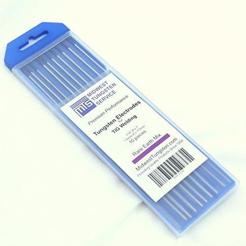 Midwest Tungsten Service TIG Welding Tungsten Electrodes 10-Pack (Purple - Rare Earth Blend (EWG), 1/16")