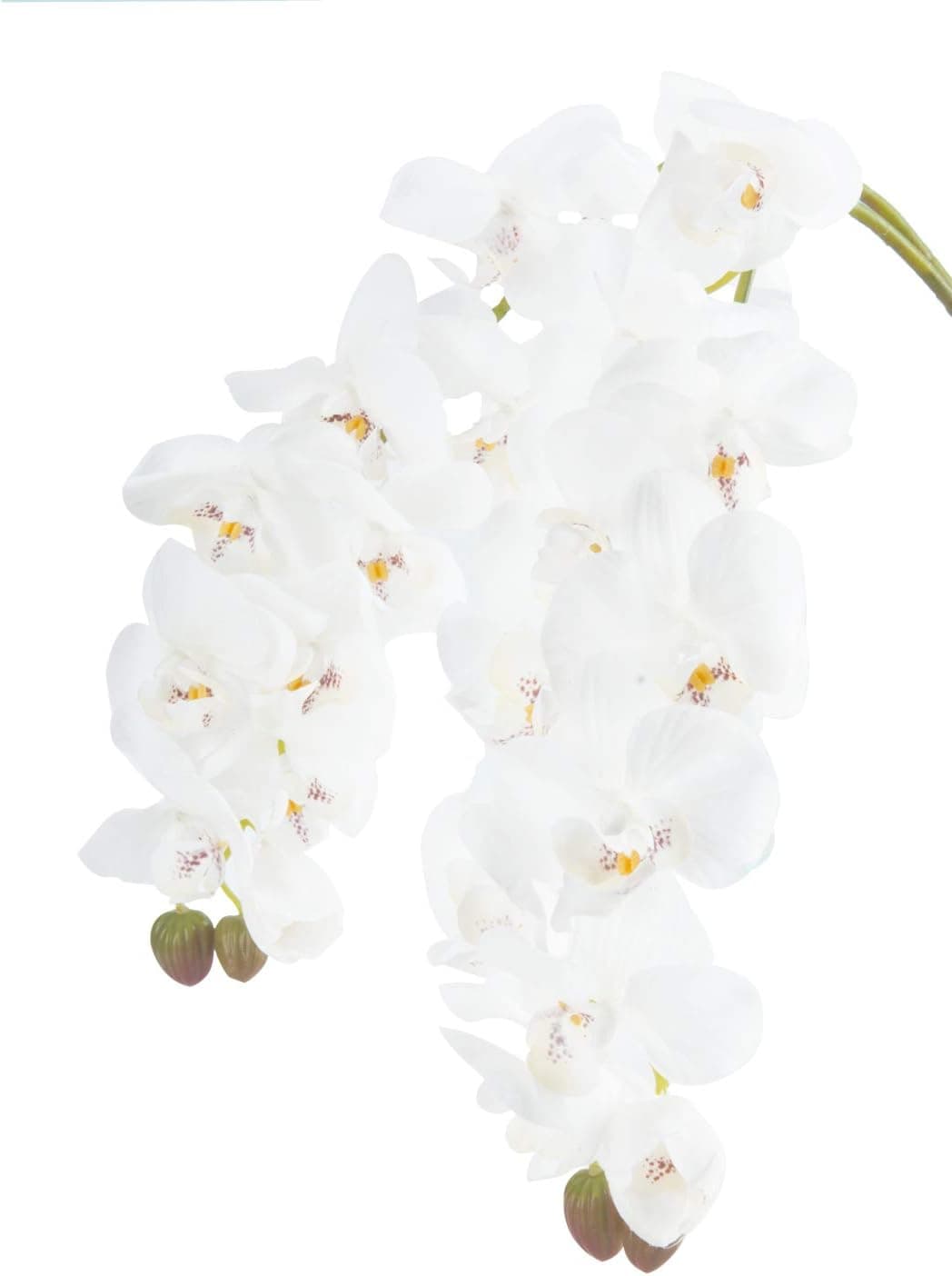 Molliy 2pcs White Orchids Artificial Flowers Stem Real Touch Phalaenopsis Flower Arrangement 2PCS